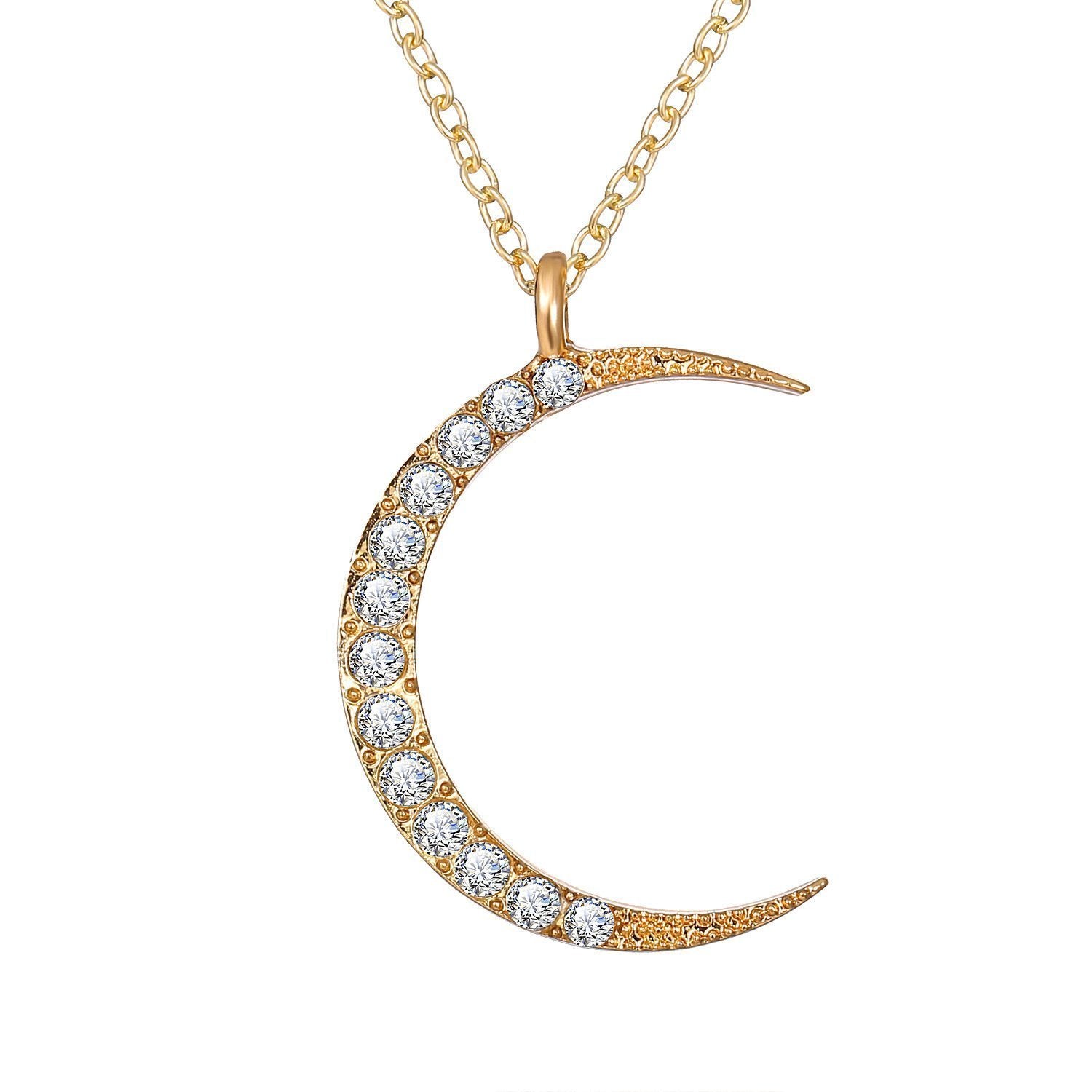 3 Piece Celestial Pave Necklace With Austrian Crystals 18K Gold Plated Necklace ITALY Made