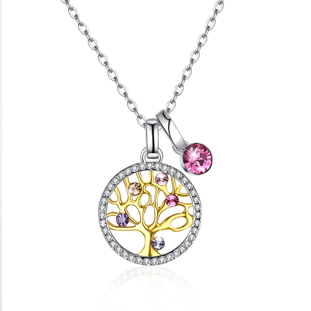 Tree of Life Sterling Silver Necklace with Crystals